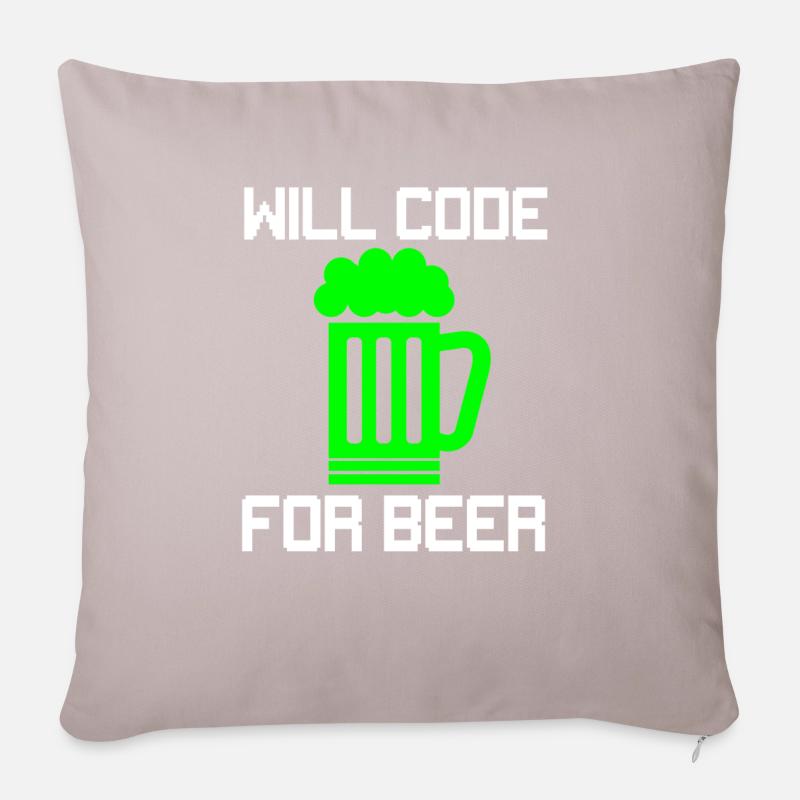 Code de la bière, T-shirt drôle de programmeur - Coussin et housse de 45 x 45 cm - taupe clair