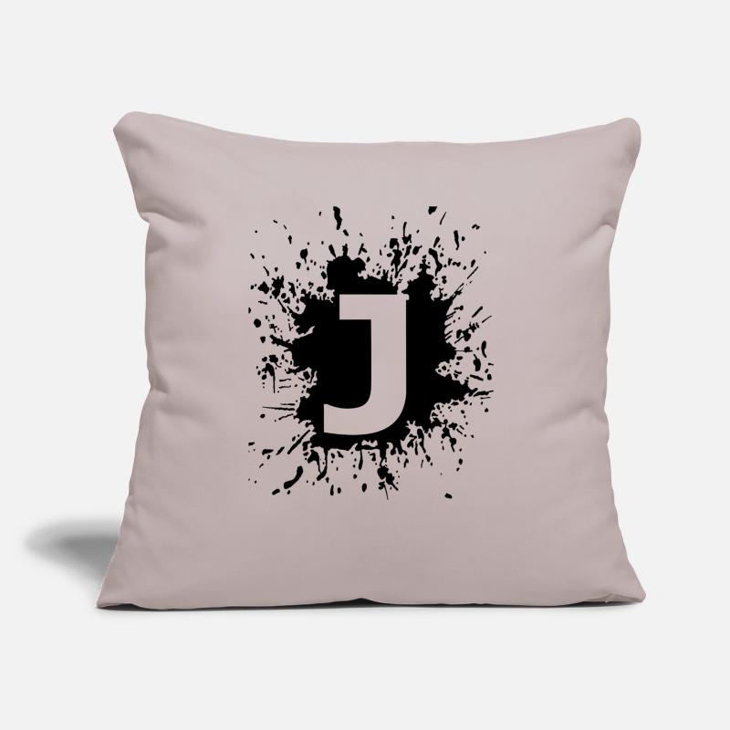 Nom, initiales, lettre, équipe, J. Coussin et housse de 45 x 45 cm