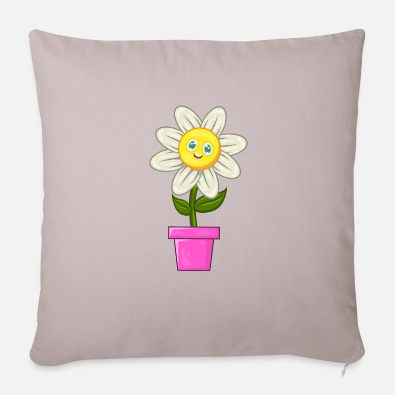 Gänseblümchen - Sofakissen mit Füllung 45 x 45 cm - helles Taupe