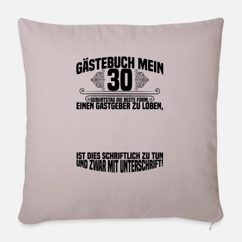 Gästebuch 30. Geburtstag Geschenk - Sofakissen mit Füllung 45 x 45 cm - helles Taupe
