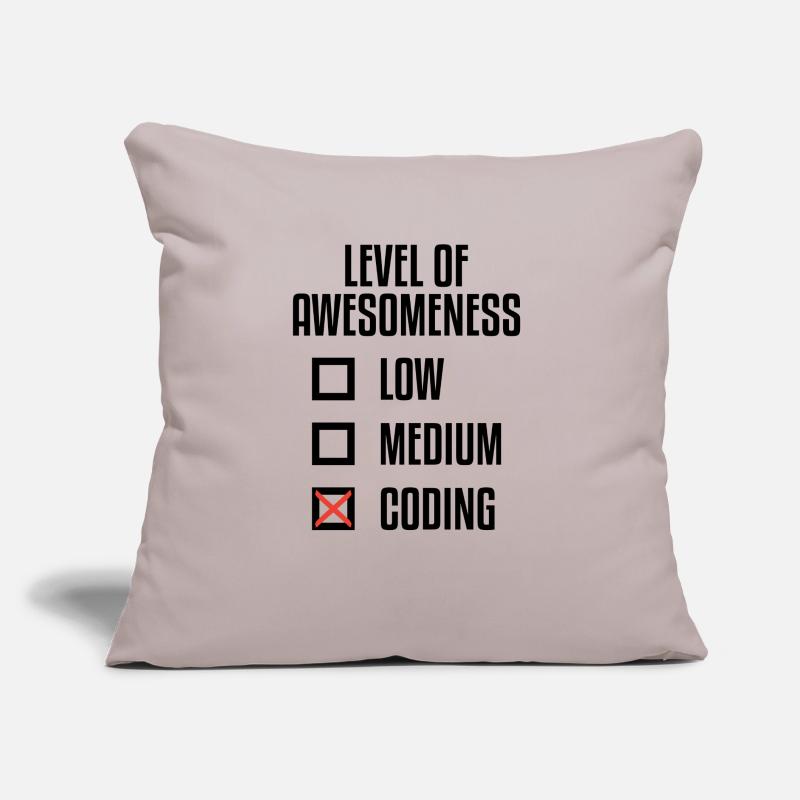 Level Of Awesomeness Low Medium Coding Programming Sofakissen mit Füllung 45 x 45 cm