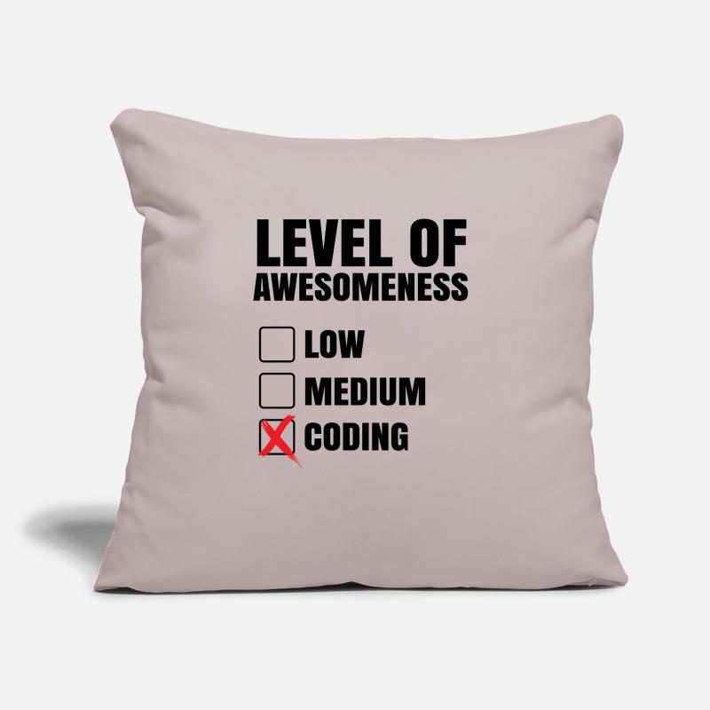 Level Of Awesomeness Low Medium Coding Programming Sofakissen mit Füllung 45 x 45 cm