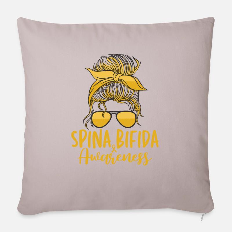 Spina Bifida Messy Bun Hair pour la conscience - Coussin et housse de 45 x 45 cm - taupe clair