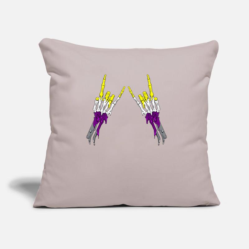 Non Binary Pride Flag Devil Horn Skeleton Subtle Sofakissen mit Füllung 45 x 45 cm