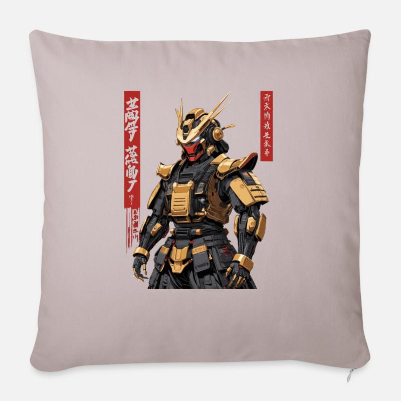 Samurai-Roboter - Sofakissen mit Füllung 45 x 45 cm - helles Taupe