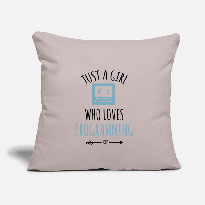 Programmer coding girl programming Sofa pillow with filling 45cm x 45cm