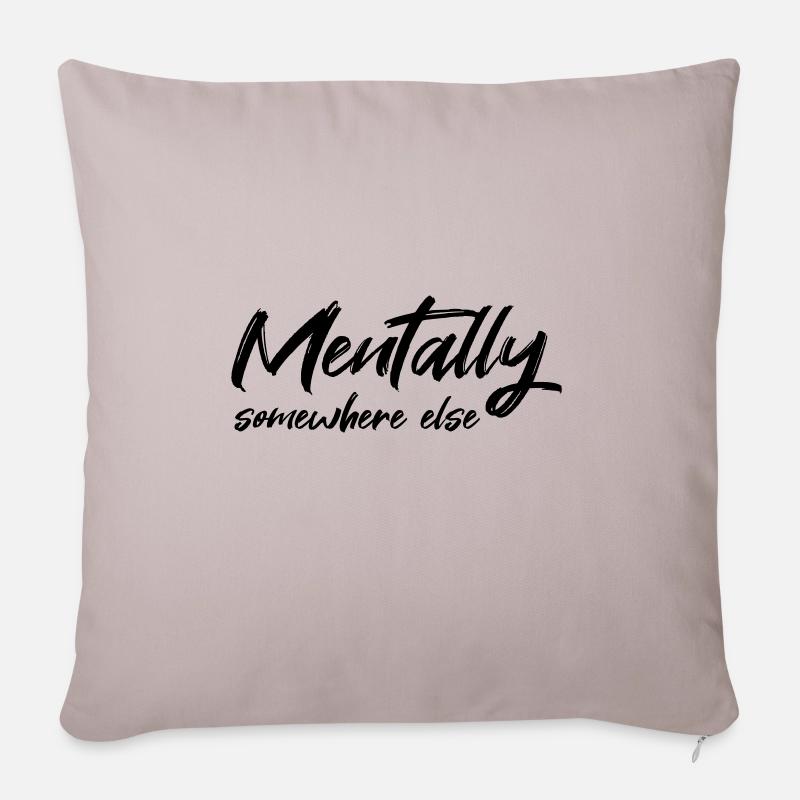 Mentally somewhere else - Sofakissen mit Füllung 45 x 45 cm - helles Taupe