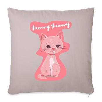 Cute 'Yummy' kitten shirt in pink - Sofa pillow with filling 45cm x 45cm - light taupe - Front