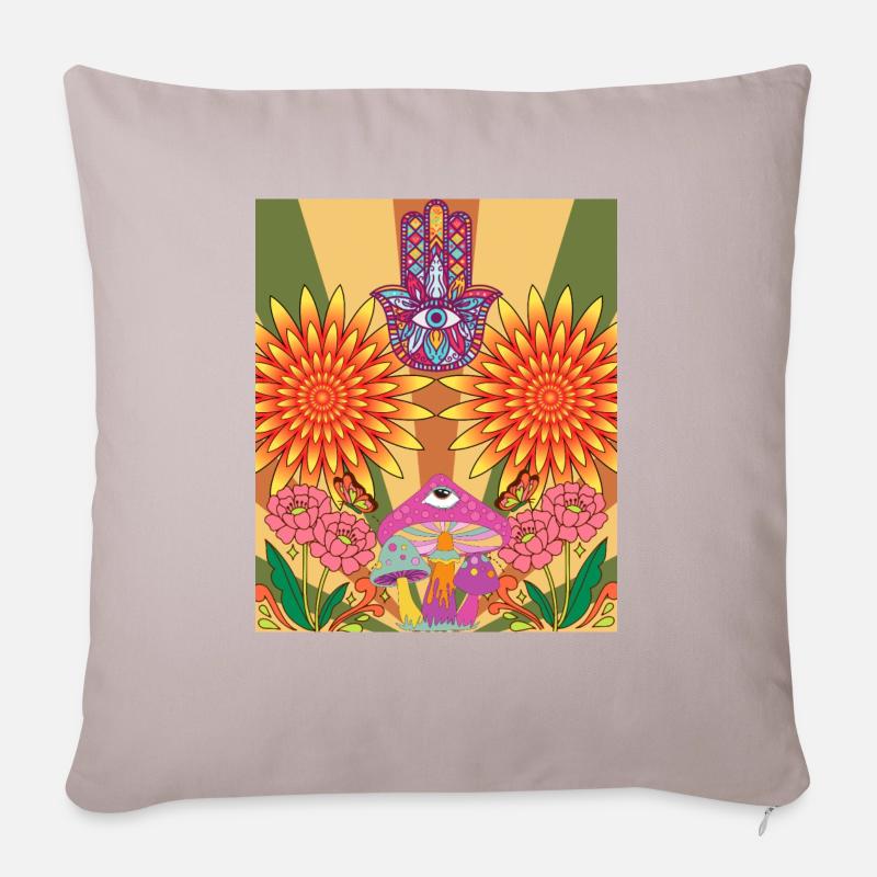 Conception de fleurs psychédéliques - Coussin et housse de 45 x 45 cm - taupe clair