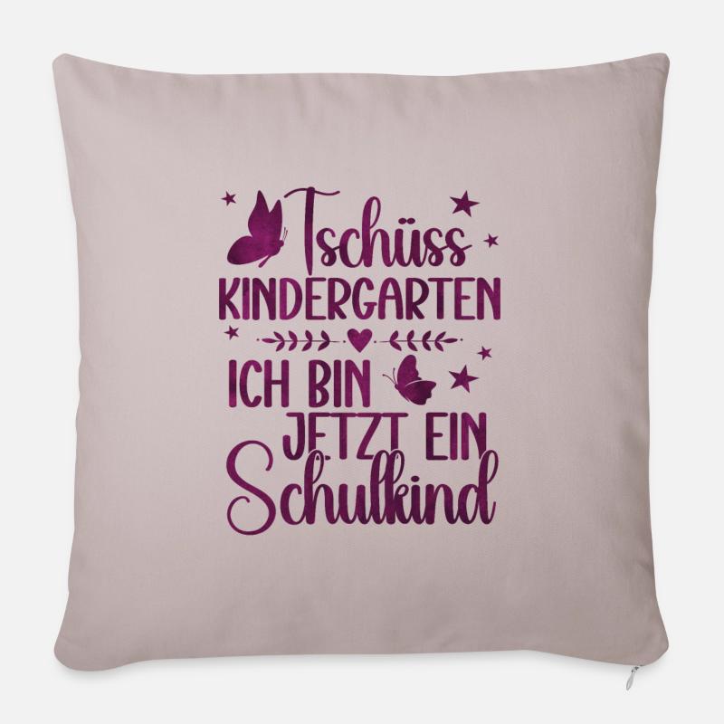 Schulkind 2024 Mädchen Regenbogen Einschulung 2024 - Sofakissen mit Füllung 45 x 45 cm - helles Taupe