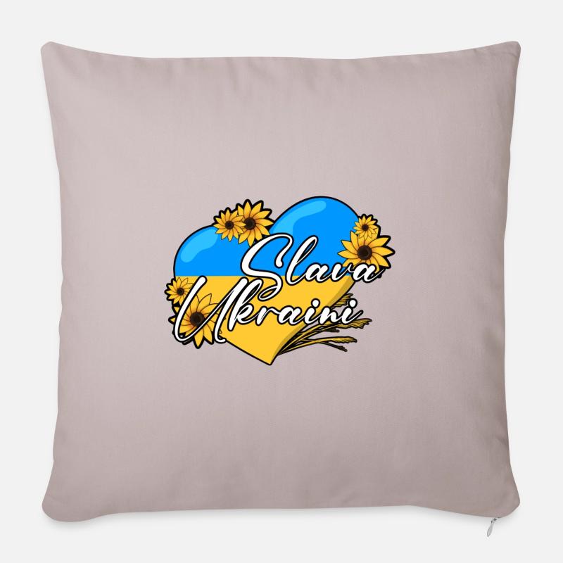 Slava Ukraini - Sofakissen mit Füllung 45 x 45 cm - helles Taupe
