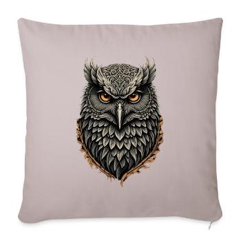 Owl Guardian - Sofa pillow with filling 45cm x 45cm - light taupe - Front
