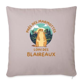 Humour marmotte - Coussin et housse de 45 x 45 cm - taupe clair - Devant