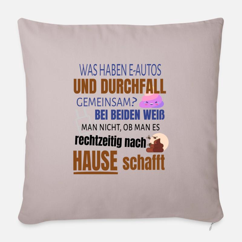 Lustiger Spruch E-Auto Elektroauto - Sofakissen mit Füllung 45 x 45 cm - helles Taupe