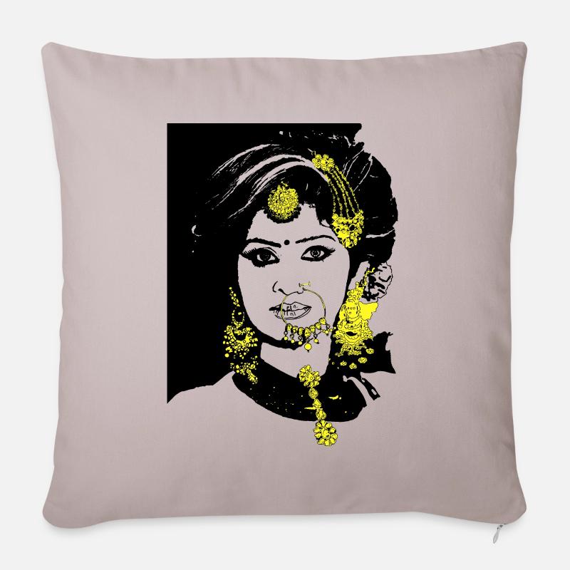 Indian Style, Inde - Coussin et housse de 45 x 45 cm - taupe clair