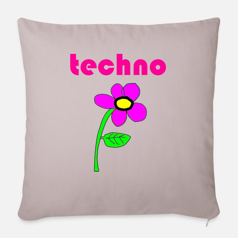 techno blume - Sofakissen mit Füllung 45 x 45 cm - helles Taupe