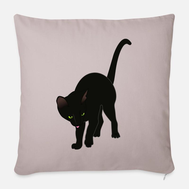 chat noir - Coussin et housse de 45 x 45 cm - taupe clair