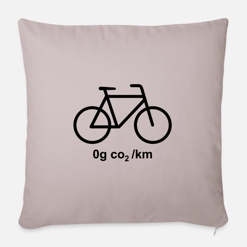 Vélo - 0g co2/km - soyons écolo - Coussin et housse de 45 x 45 cm - taupe clair