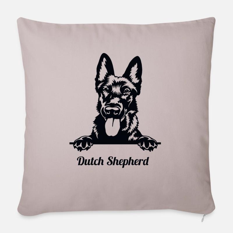 Cartoon Duitse Herder - Holländischer Schäferhund - Sofakissen mit Füllung 45 x 45 cm - helles Taupe