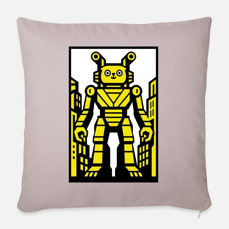 Robot chat dans le paysage urbain - Coussin et housse de 45 x 45 cm - taupe clair