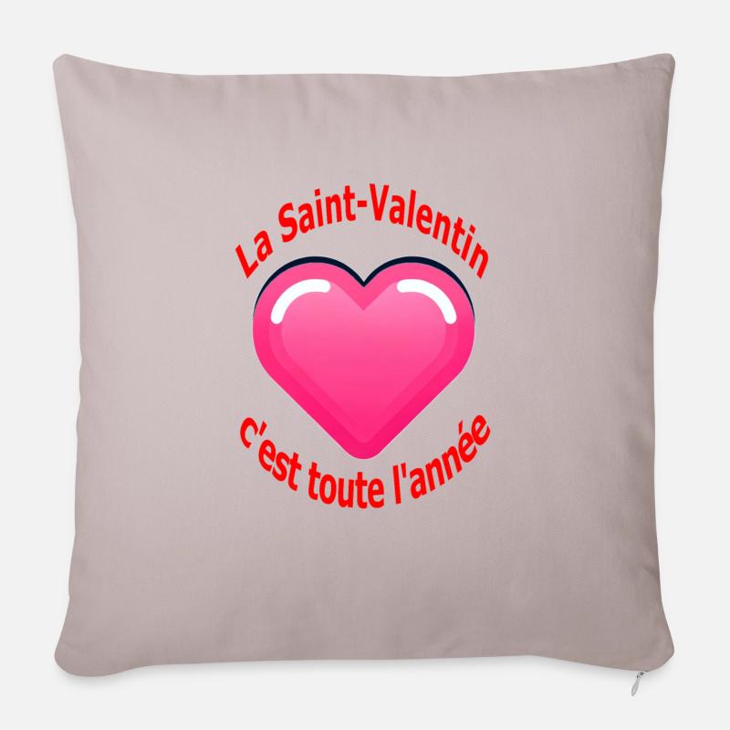 la Saint-Valentin, c'est toute l'année ! - Coussin et housse de 45 x 45 cm - taupe clair