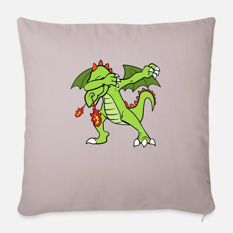 Dabbing Dab Dragon - Coussin et housse de 45 x 45 cm - taupe clair
