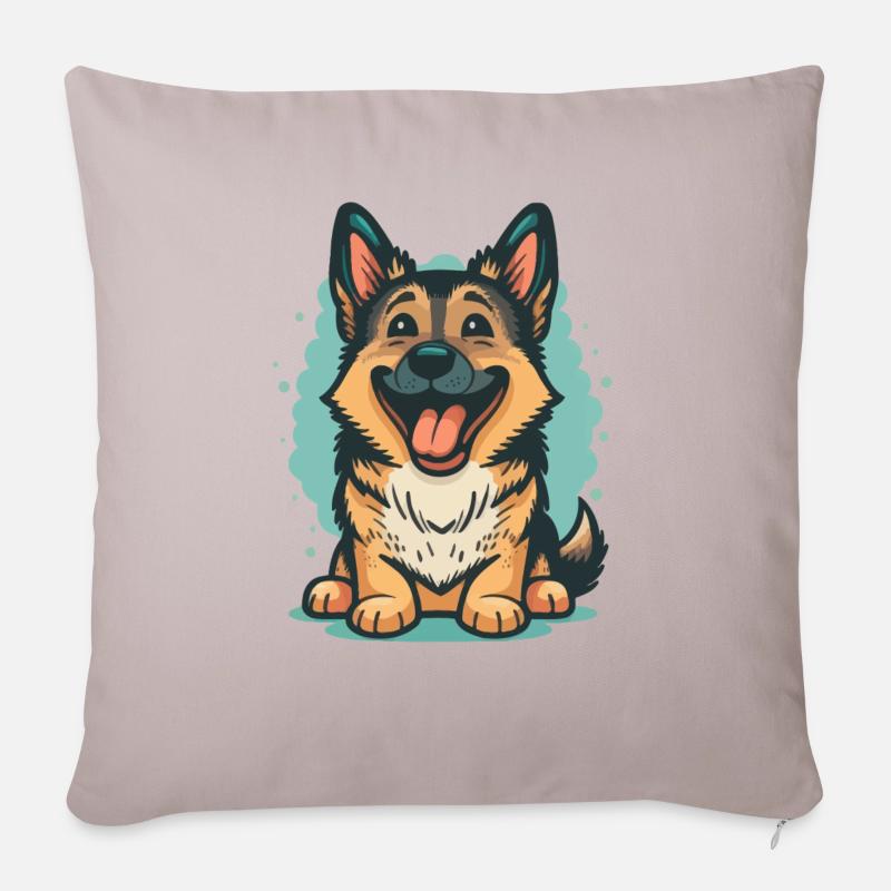 Chibi German Shepherd - Sofakissen mit Füllung 45 x 45 cm - helles Taupe