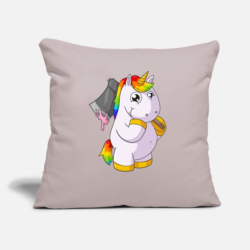 Comic Einhorn mit Axt Sofakissen mit Füllung 45 x 45 cm
