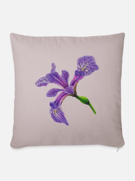Schwertlilie - Iris - Sofakissen mit Füllung 45 x 45 cm - helles Taupe
