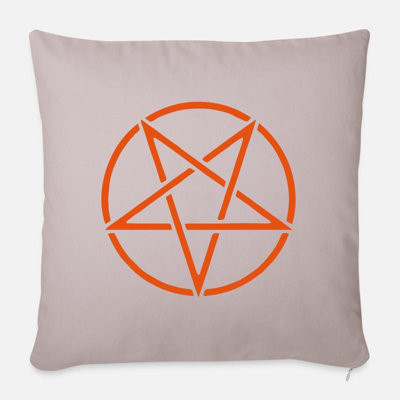 Fld.) Pentagramme, LCF, 6-6-6, Floluxdef.de - Coussin et housse de 45 x 45 cm - taupe clair