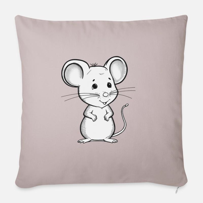 Tiny Mouse - Cute and Curious - Sofakissen mit Füllung 45 x 45 cm - helles Taupe