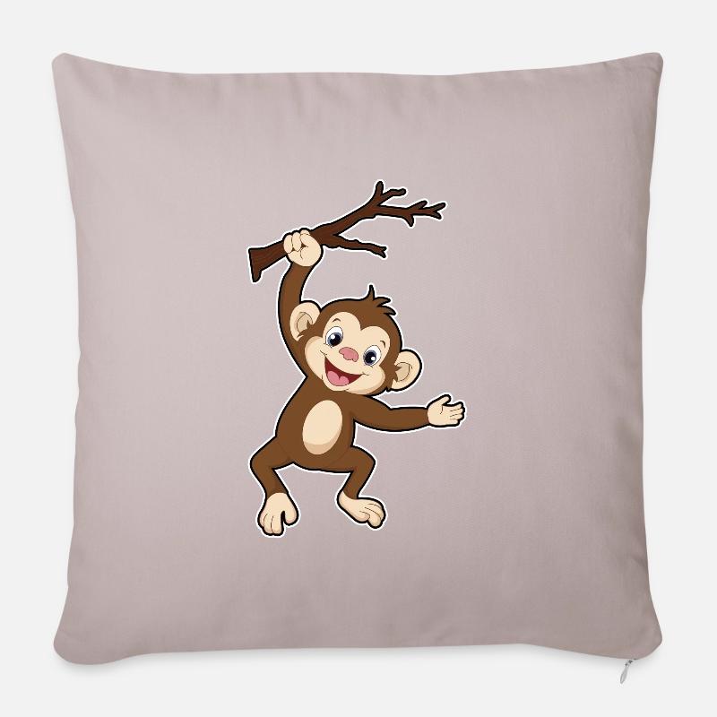 Affe Klettert Auf Einen Baum Ast - Sofakissen mit Füllung 45 x 45 cm - helles Taupe