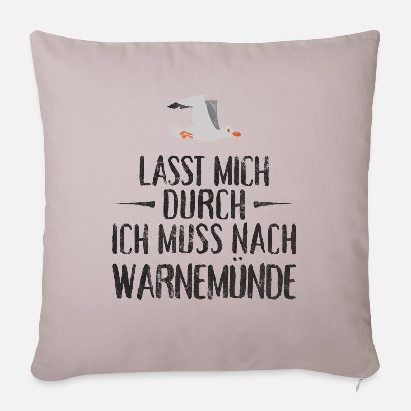 Lasst mich durch ich muss nach Warnemünde Möwe - Sofakissen mit Füllung 45 x 45 cm - helles Taupe