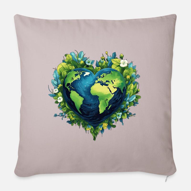 Aimez la Terre - Coussin et housse de 45 x 45 cm - taupe clair
