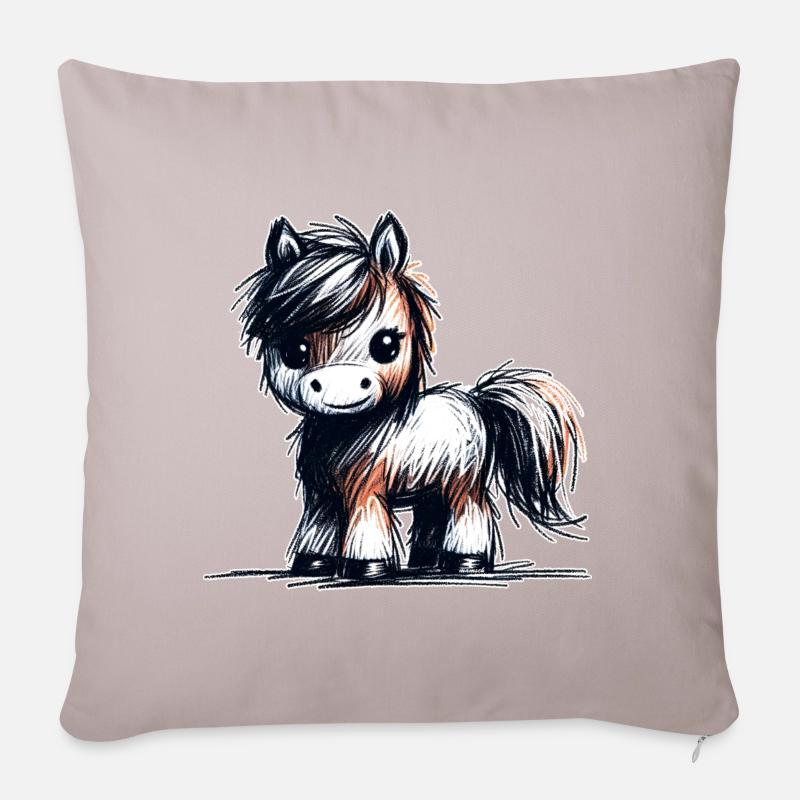 Pferdchen - Sofakissen mit Füllung 45 x 45 cm - helles Taupe