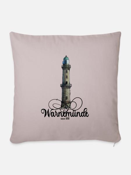 Warnemünde Leuchtturm - Sofakissen mit Füllung 45 x 45 cm - helles Taupe