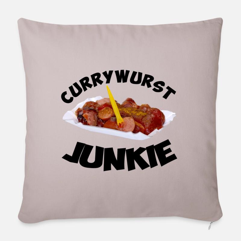 Currywurst Junkie - Sofakissen mit Füllung 45 x 45 cm - helles Taupe