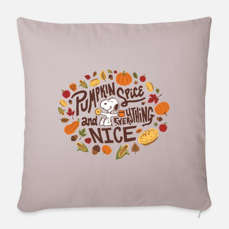Peanuts Design Automne Avec Citation Et Snoopy - Coussin et housse de 45 x 45 cm - taupe clair