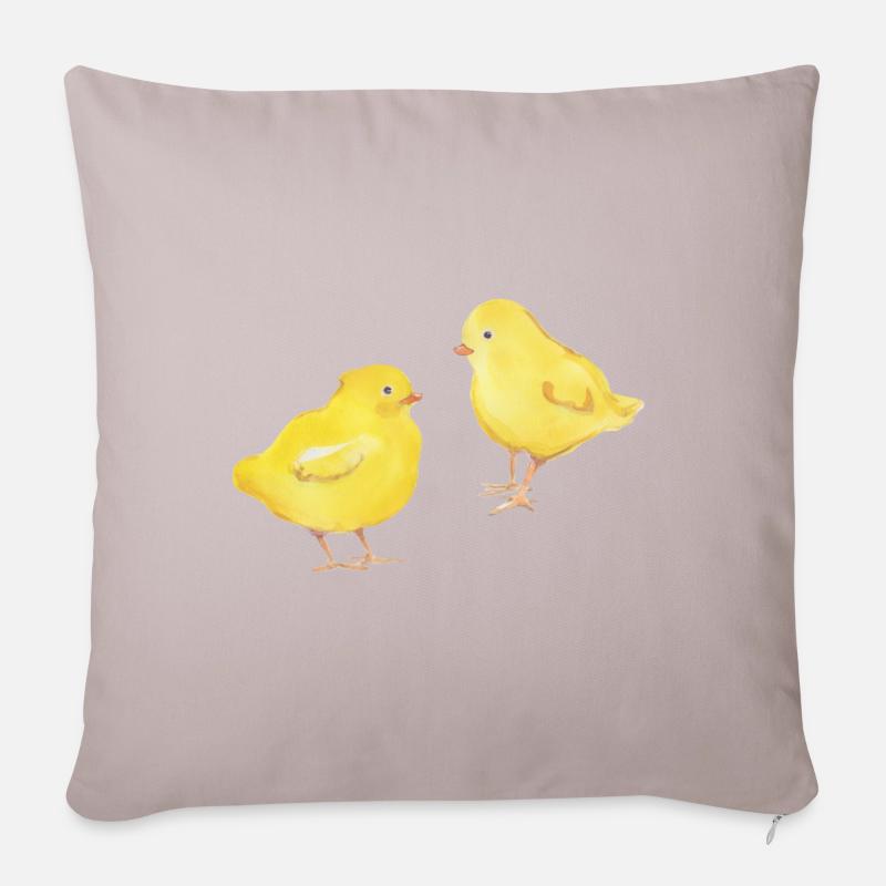 Frères et sœurs poussins - Coussin et housse de 45 x 45 cm - taupe clair