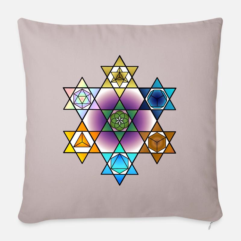 Hexagramme couleur étoile des corps cristallins - Coussin et housse de 45 x 45 cm - taupe clair