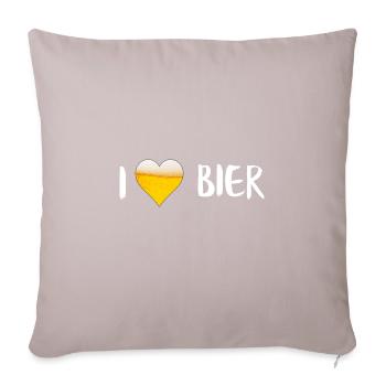 Bierliebe - Sofakissen mit Füllung 45 x 45 cm - helles Taupe - Vorne