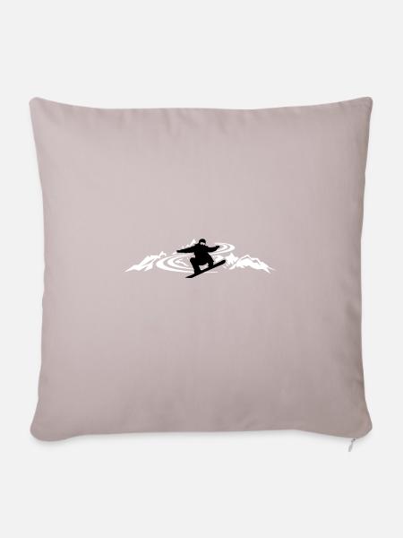 Winter SNB Snowboard Berge - Sofakissen mit Füllung 45 x 45 cm - helles Taupe