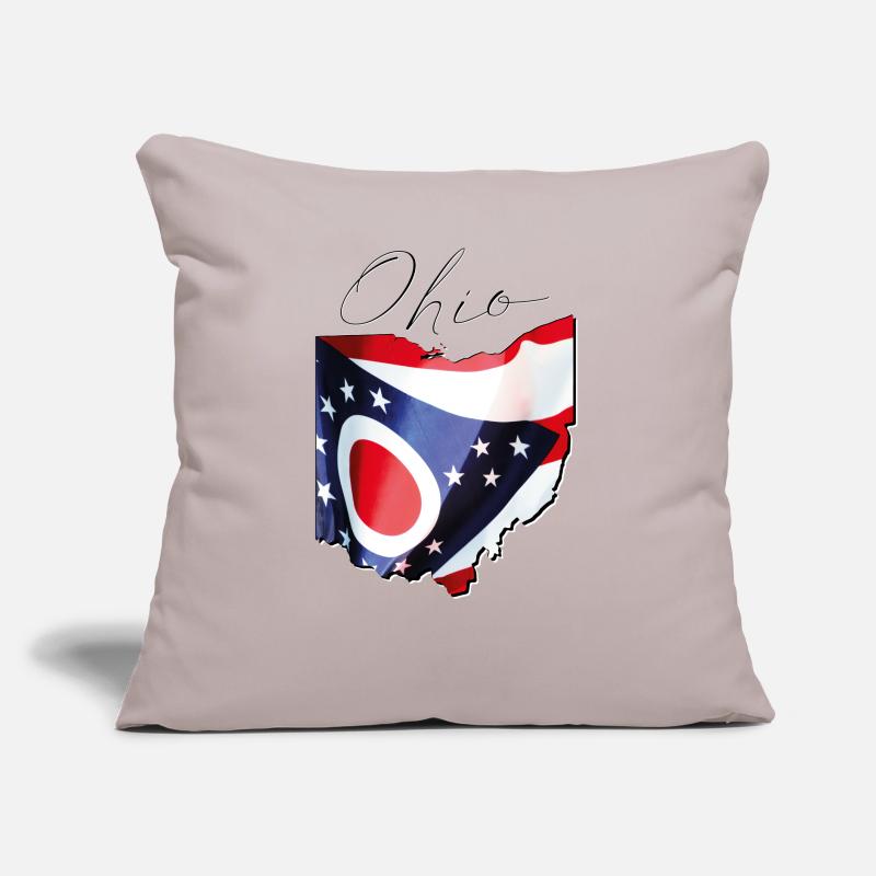 Ohio (USA) | echte Flagge | Flag Map Script Sofakissen mit Füllung 45 x 45 cm