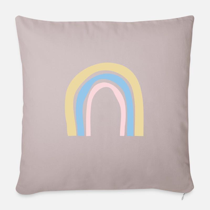 Rainbow - Regenbogen Pastell - Sofakissen mit Füllung 45 x 45 cm - helles Taupe