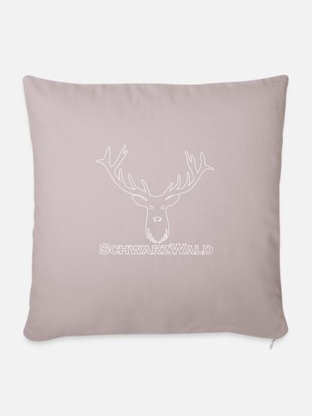 Schwarzwald Hirsch - Rand weiss - Sofakissen mit Füllung 45 x 45 cm - helles Taupe