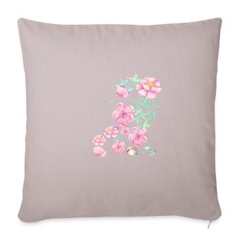 cherry blossom,flowers,blossom,floral,flower - Sofa pillow with filling 45cm x 45cm - light taupe - Front