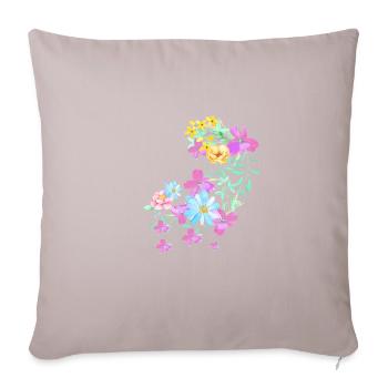 flowers,blossom,floral, flower, meadow, tendril - Sofa pillow with filling 45cm x 45cm - light taupe - Front