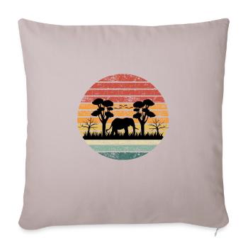 Vintage Elefant Retro Sonnenuntergang Farben Silhouette - Sofakissen mit Füllung 45 x 45 cm - helles Taupe - Vorne