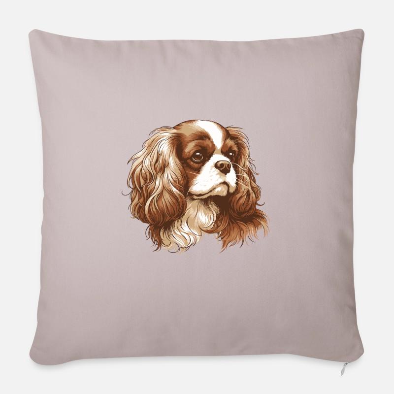 Cavalier King Charles Spaniel - Coussin et housse de 45 x 45 cm - taupe clair