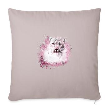 léopard des neiges, chat, léopard, blanc, chat sauvage - Coussin et housse de 45 x 45 cm - taupe clair - Devant